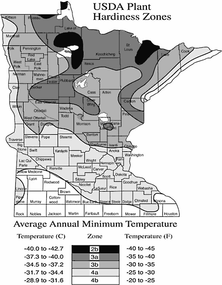 Minnesota Climate Zones <em>Courtesy: USDA</em>